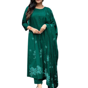 Elegant Everyday Wear ? XXL Embroidered Cotton Floral Dress(L)