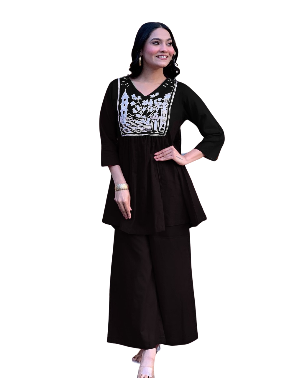 Chic & Stylish Embroidered Kurta Set ? Cotton Slub Comfort (L)